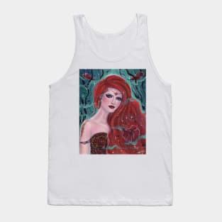 Red garnet mermaid with bettas by Renee Lavoie Tank Top